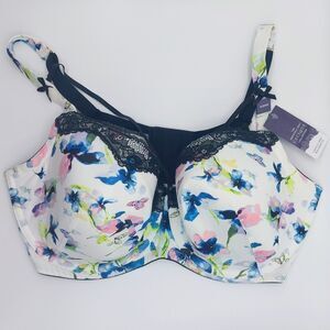 Cacique Lightly Lined Balconette Floral Bra Size 42DDD Colorful Lace Trim NEW!